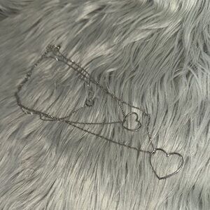 Faux Silver Heart Pendant Necklace